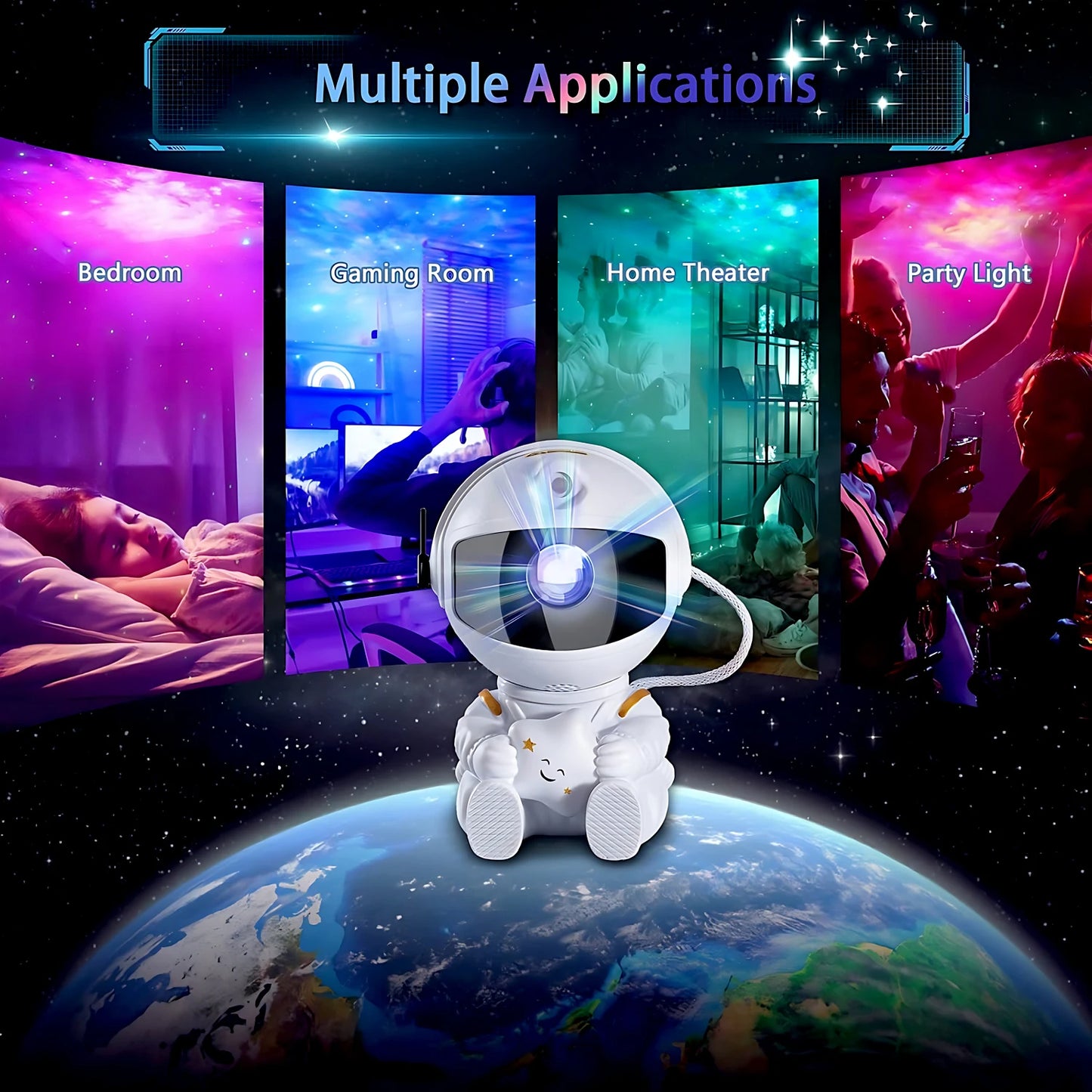 Astronaut Galaxy Projector LED Night Light with Remote Control for Kids & Home