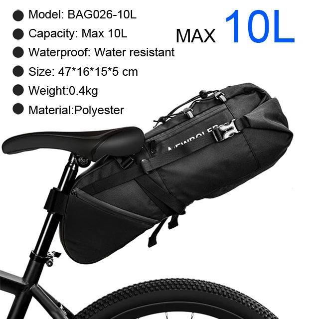 NEWBOLER Bike Bag Waterproof 13L Large Capacity Saddle Bag, Foldable Rear Tail Trunk for MTB & Road Cycling