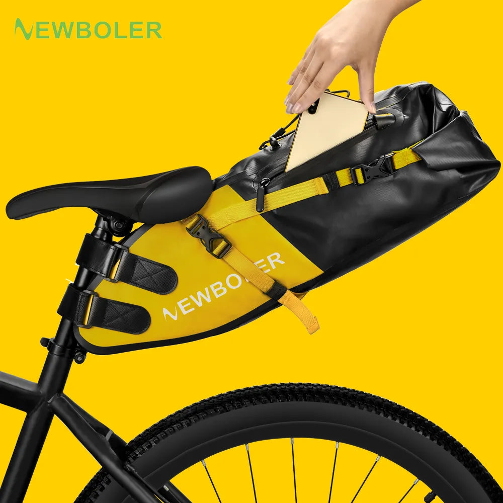 NEWBOLER Bike Bag Waterproof 13L Large Capacity Saddle Bag, Foldable Rear Tail Trunk for MTB & Road Cycling