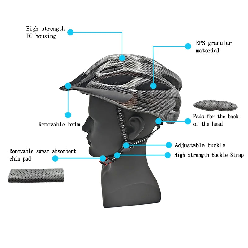 Bicycle Helmet with Comfortable Padding, Lightweight, Adjustable Safety Head Protection