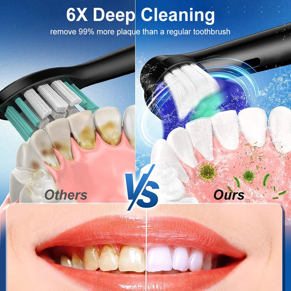 Electric Rotating Toothbrush for Deep Clean & Whitening |Toothbrush with 4/8 Refill Replacement Heads