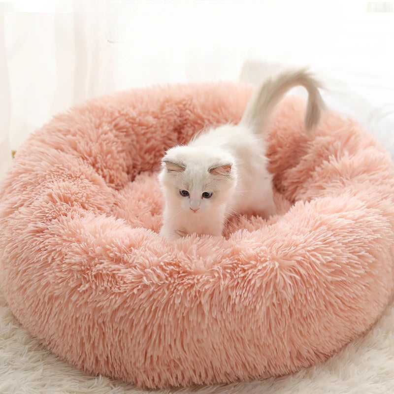 Home Plush Pet Nest – Winter Cat & Dog Bed, Warm, Detachable & Washable, Round Pet Bed