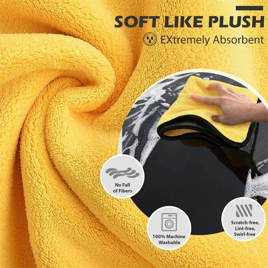 1/2/6pcs Microfiber Car Cleaning Towels - Professional Detailing & Drying Cloths