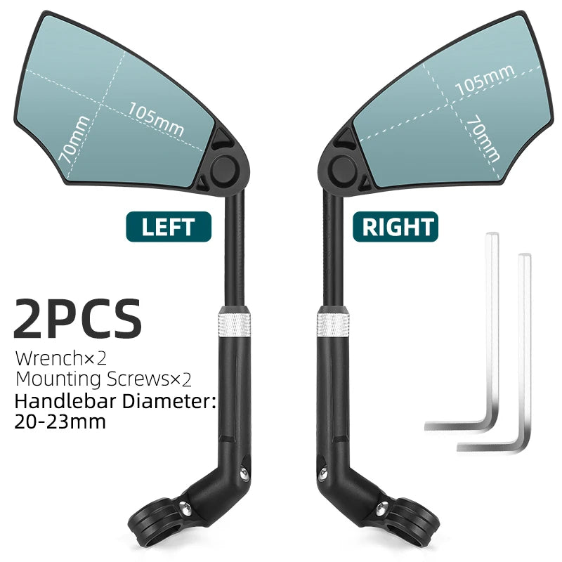 Anti-Glare Handlebar Bicycle Mirror, Rear View for E-Bike & Scooter Accessories