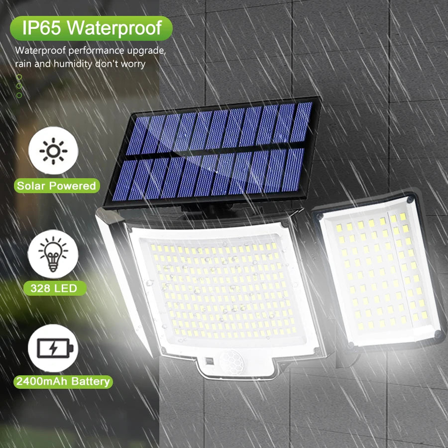 Solar Outdoor Light 328/348 LED - Motion Sensor, IP65 Waterproof, 3 Modes