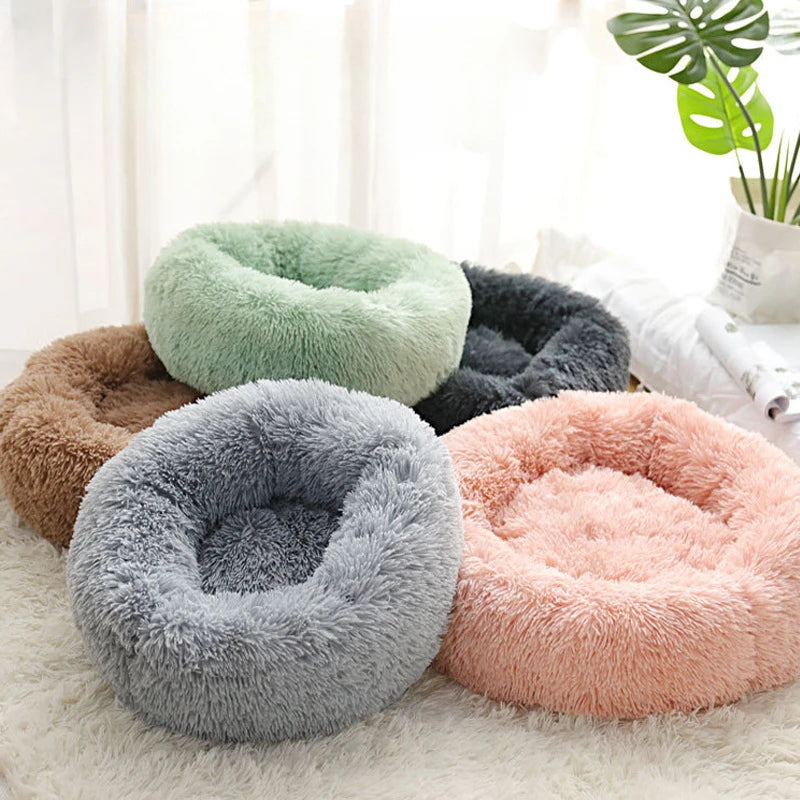 Home Plush Pet Nest – Winter Cat & Dog Bed, Warm, Detachable & Washable, Round Pet Bed