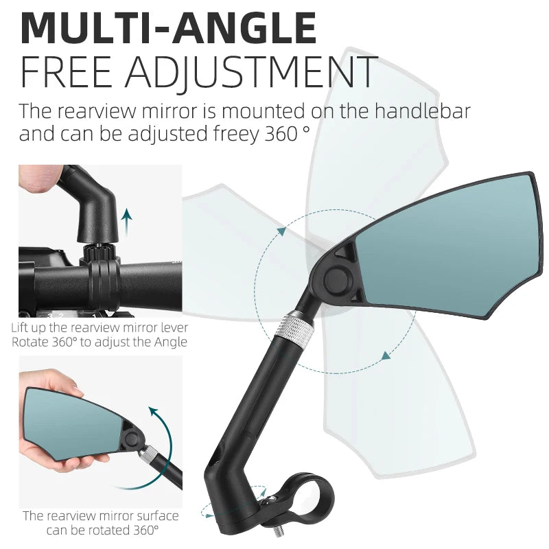 Anti-Glare Handlebar Bicycle Mirror, Rear View for E-Bike & Scooter Accessories