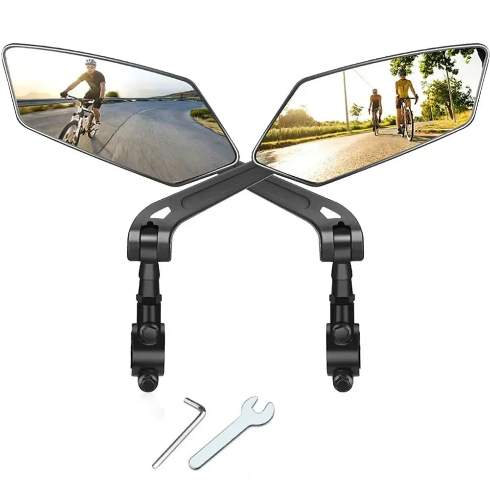 Bicycle Rear View Mirror with Reflector, Adjustable & Rotatable, Handlebar Mirror