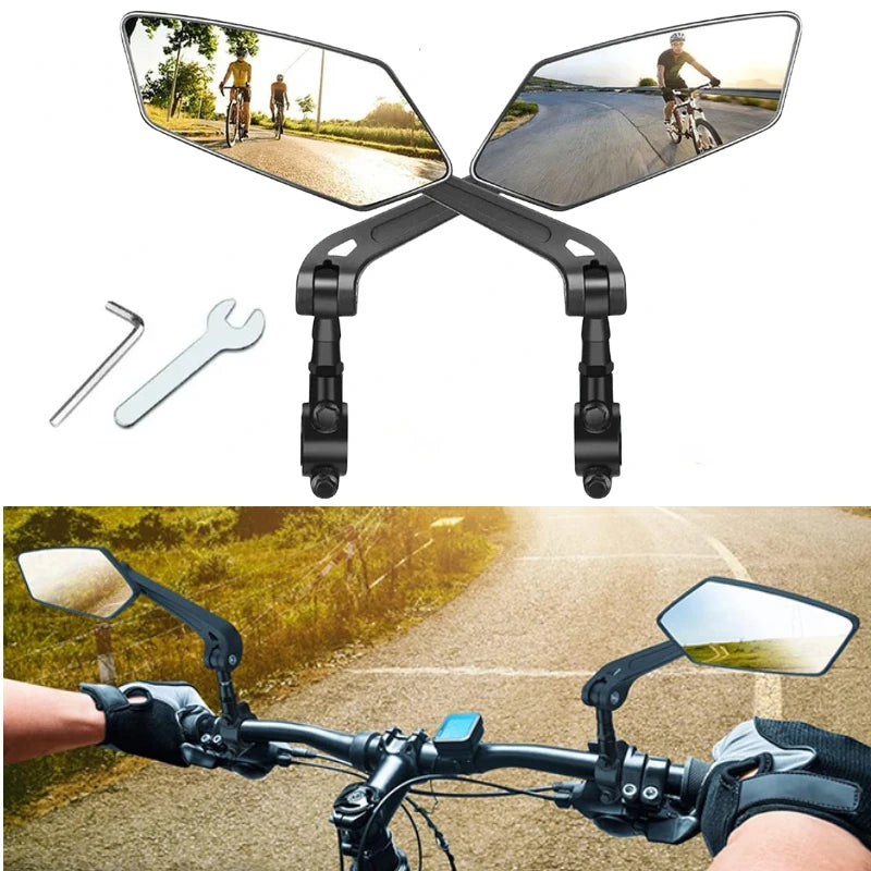 Bicycle Rear View Mirror with Reflector, Adjustable & Rotatable, Handlebar Mirror