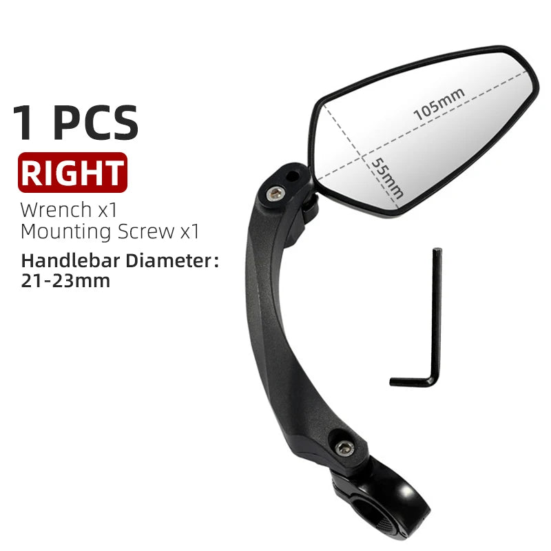 Anti-Glare Handlebar Bicycle Mirror, Rear View for E-Bike & Scooter Accessories