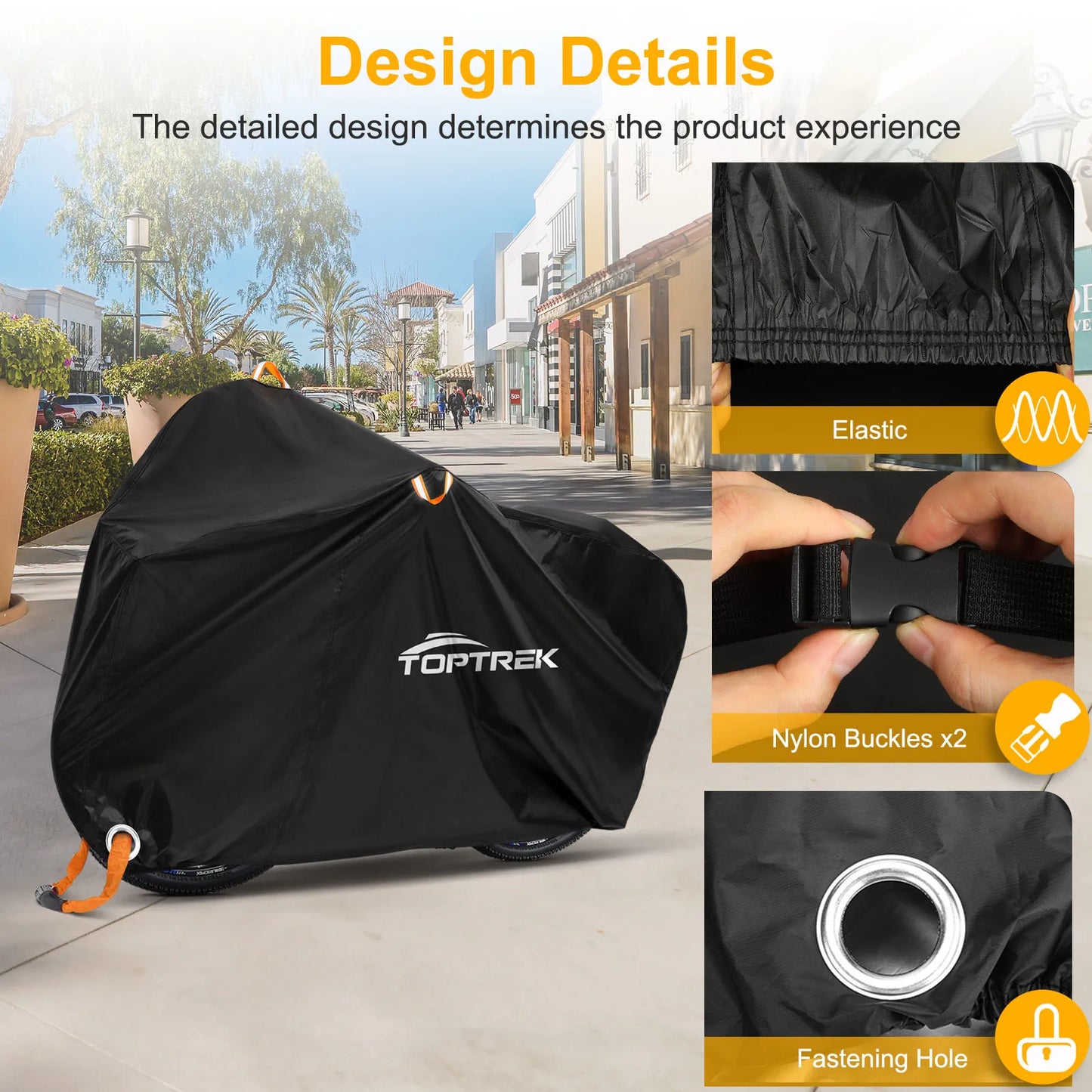 Toptrek Bike Cover 210D Oxford Outdoor Storage Waterproof & Anti-UV Bicycle Cover with Waterproof Membrane for Two Bicycles