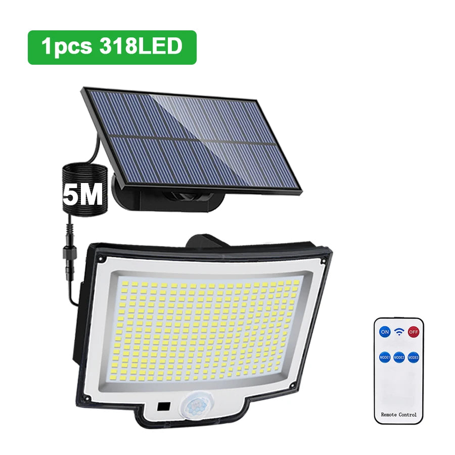 Solar Outdoor Light 328/348 LED - Motion Sensor, IP65 Waterproof, 3 Modes