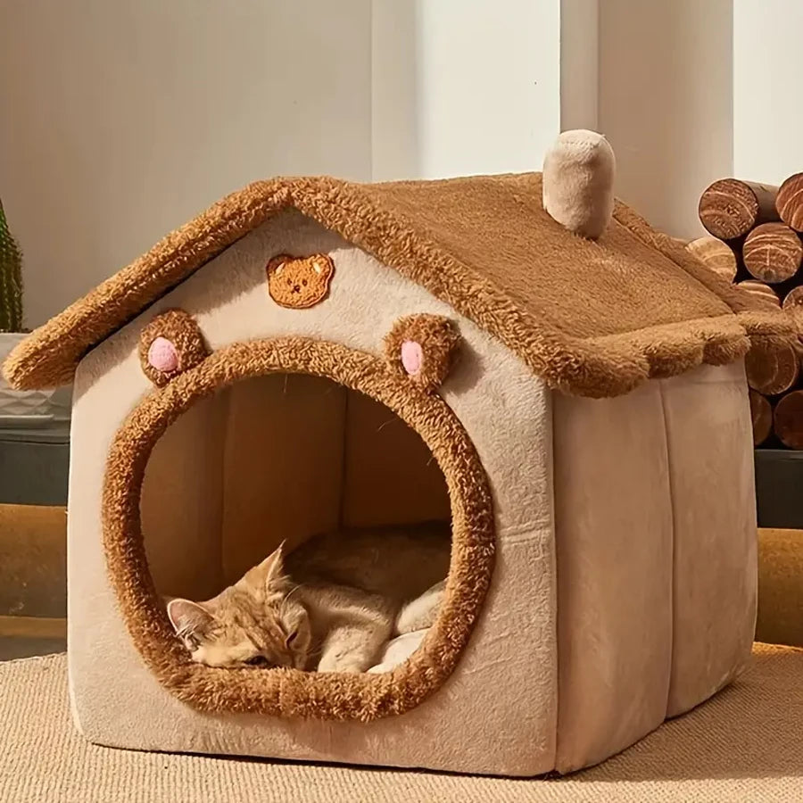 Foldable Pet House, Removable Washable Cat House, Puppy Cave Sofa Bed for Small Pets