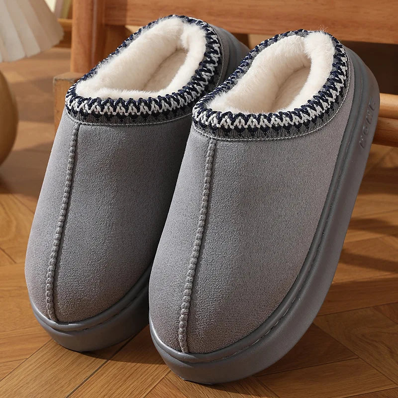 Fluffy Platform Slippers for Women - 2024 Winter Warm Plush Non-Slip Home Shoes