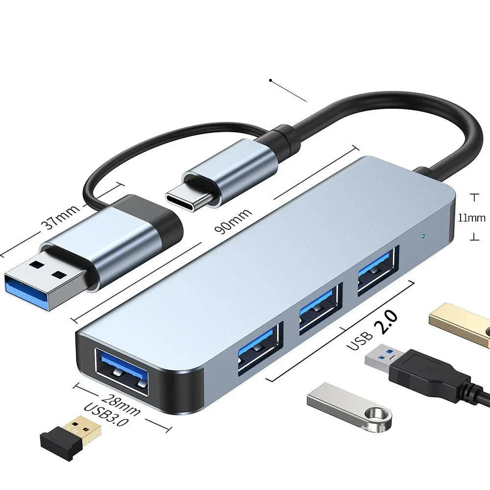 USB A to Type C Hub Docking Station – Multi Adapter with Card Reader & Audio Splitter for MacBook Air & PC