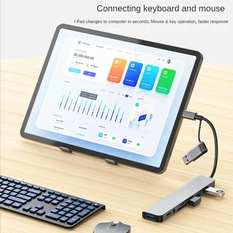 USB A to Type C Hub Docking Station – Multi Adapter with Card Reader & Audio Splitter for MacBook Air & PC