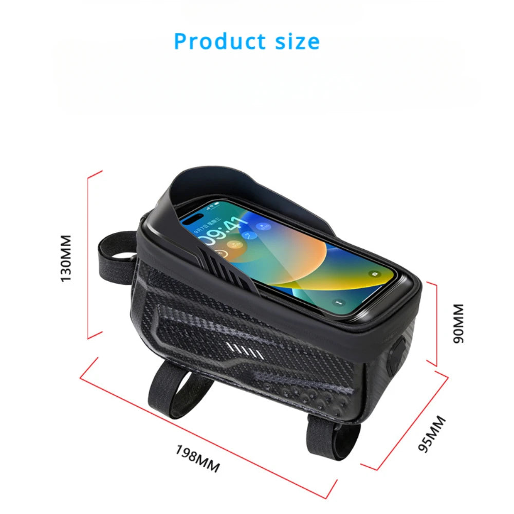 Bicycle Top Tube Bag, Waterproof Frame Bag, Hard Shell Mobile Phone Bag for Mountain Bike