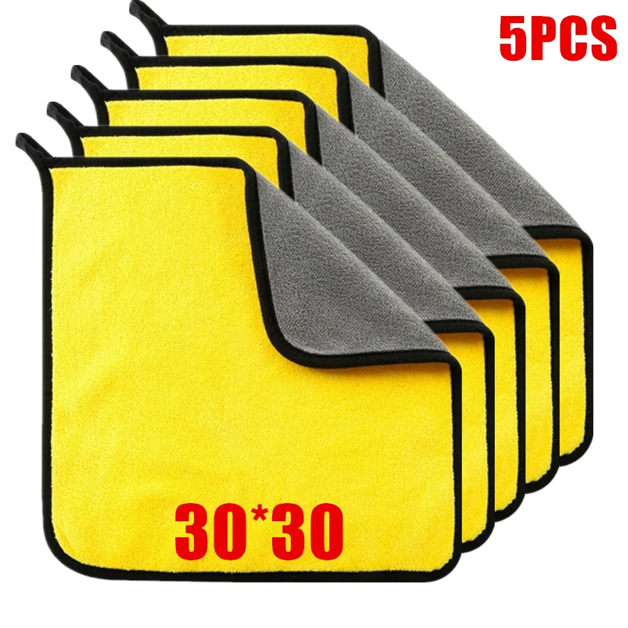 1/2/6pcs Microfiber Car Cleaning Towels - Professional Detailing & Drying Cloths