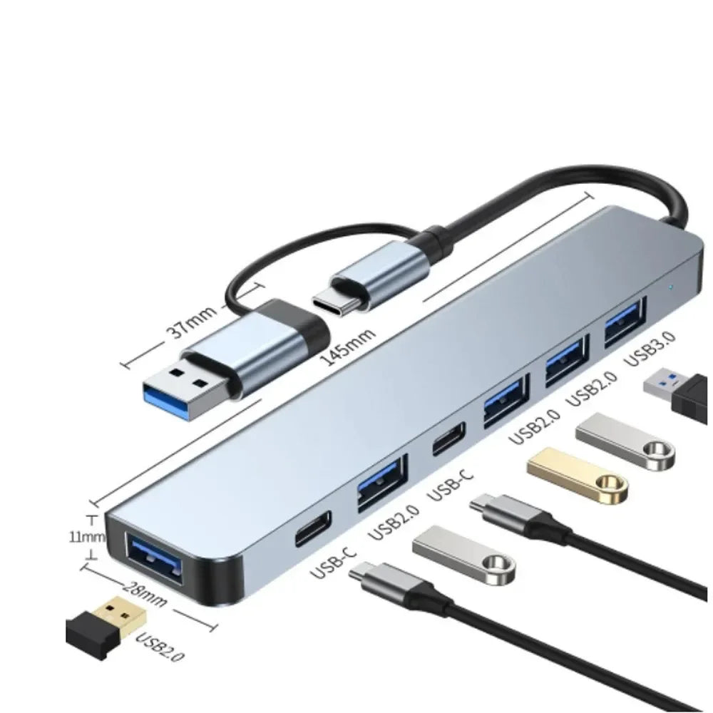 USB A to Type C Hub Docking Station – Multi Adapter with Card Reader & Audio Splitter for MacBook Air & PC