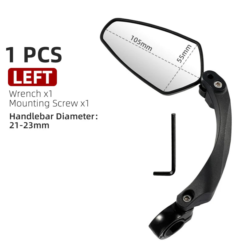 Anti-Glare Handlebar Bicycle Mirror, Rear View for E-Bike & Scooter Accessories