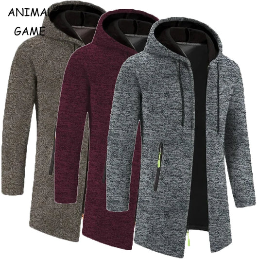 Autumn Men's Long Sleeve Sweatshirt with Zipper Hooded Oversize Winter Jacket