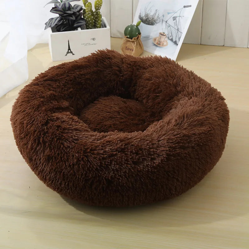 Home Plush Pet Nest – Winter Cat & Dog Bed, Warm, Detachable & Washable, Round Pet Bed