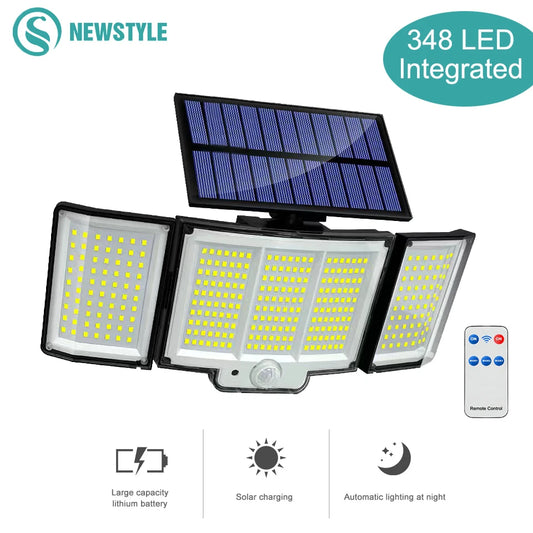 Solar Outdoor Light 328/348 LED - Motion Sensor, IP65 Waterproof, 3 Modes