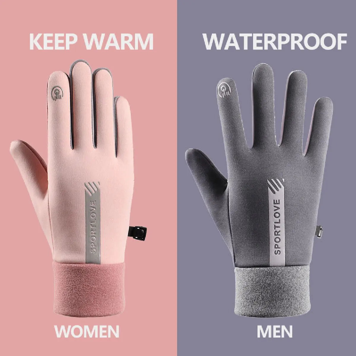 Winter Cycling Gloves Women Waterproof Thermal Fleece Windproof Outdoor Ski Mittens