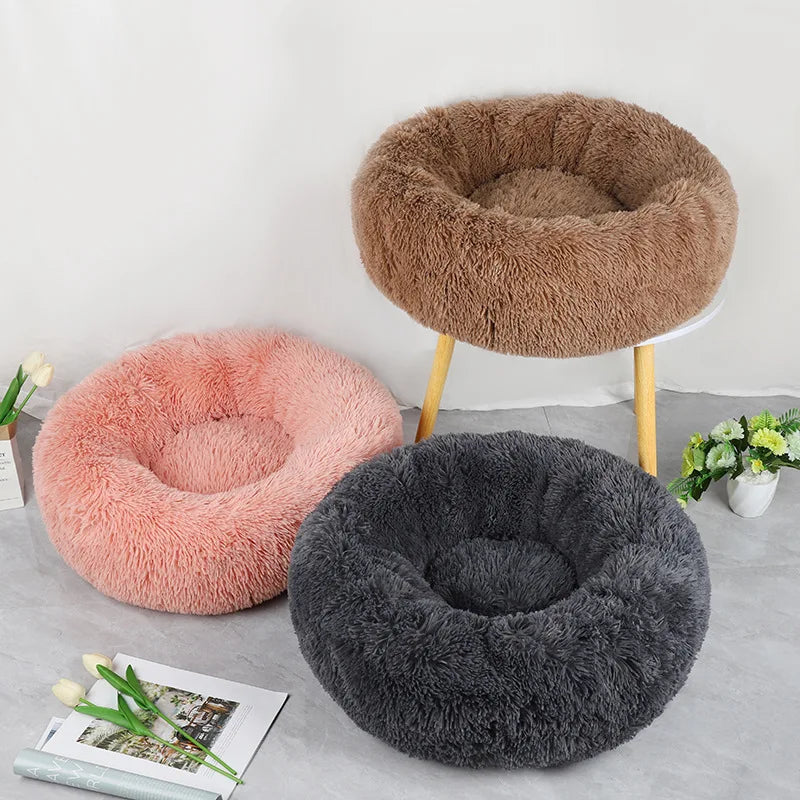 Home Plush Pet Nest – Winter Cat & Dog Bed, Warm, Detachable & Washable, Round Pet Bed