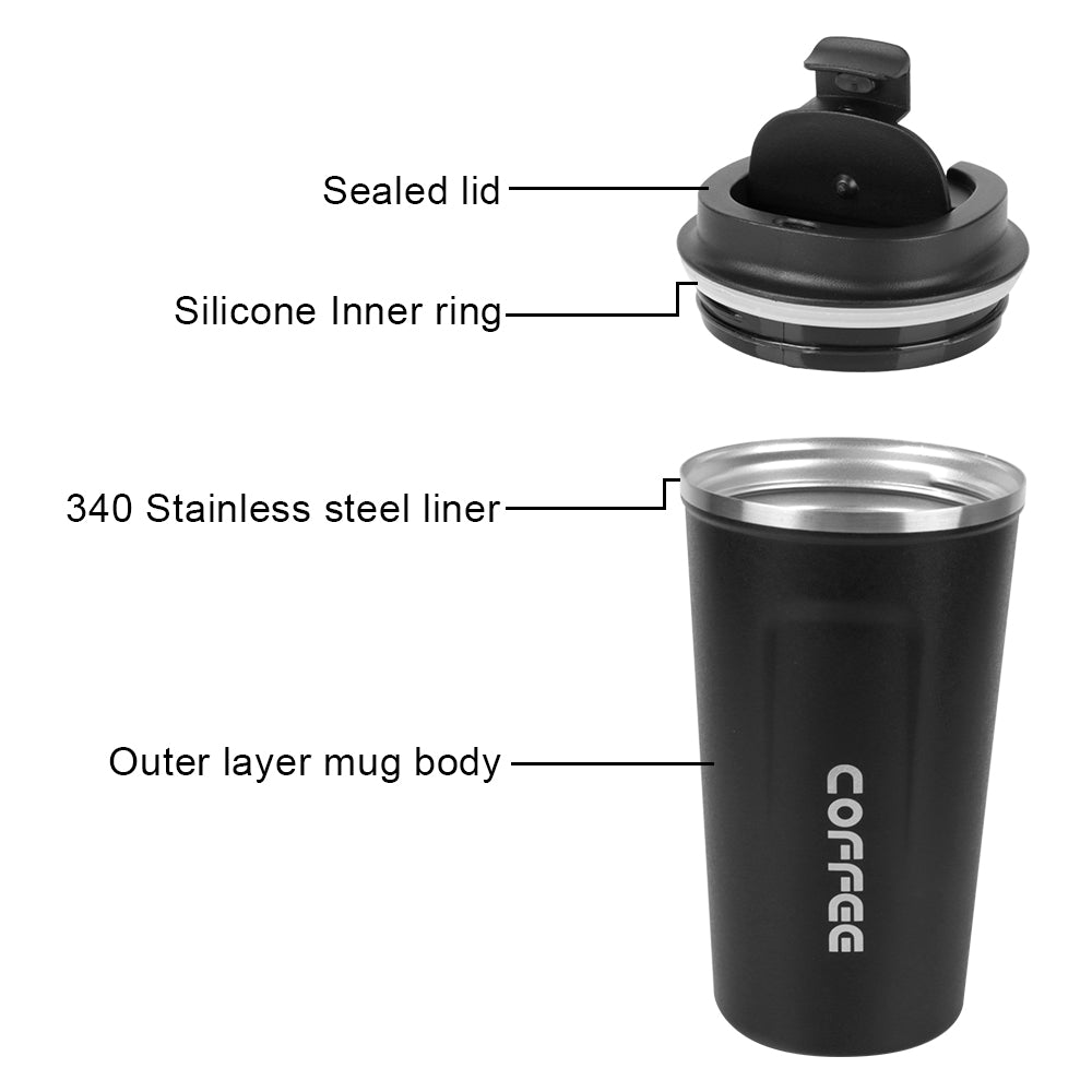 Thermo Cafe Coffee Mug 380/510ML Leak-Proof Travel Cup - Stainless Steel Thermos