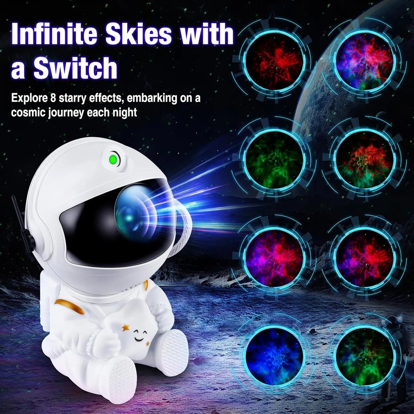 Astronaut Galaxy Projector LED Night Light with Remote Control for Kids & Home